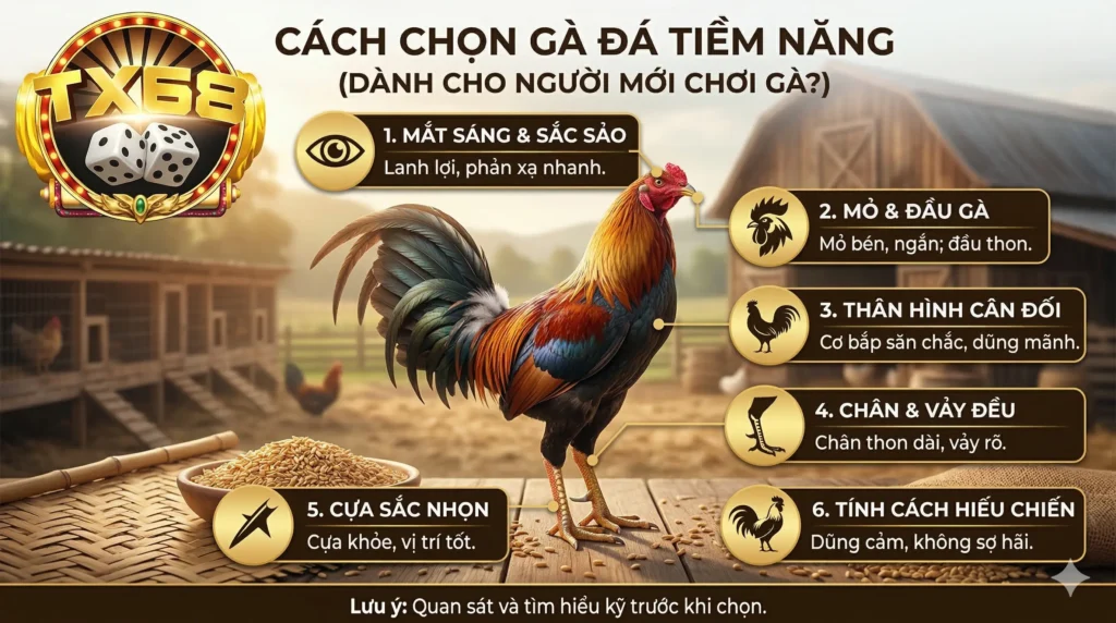 Cách chọn gà đá tiềm năng dành cho người mới chơi gà