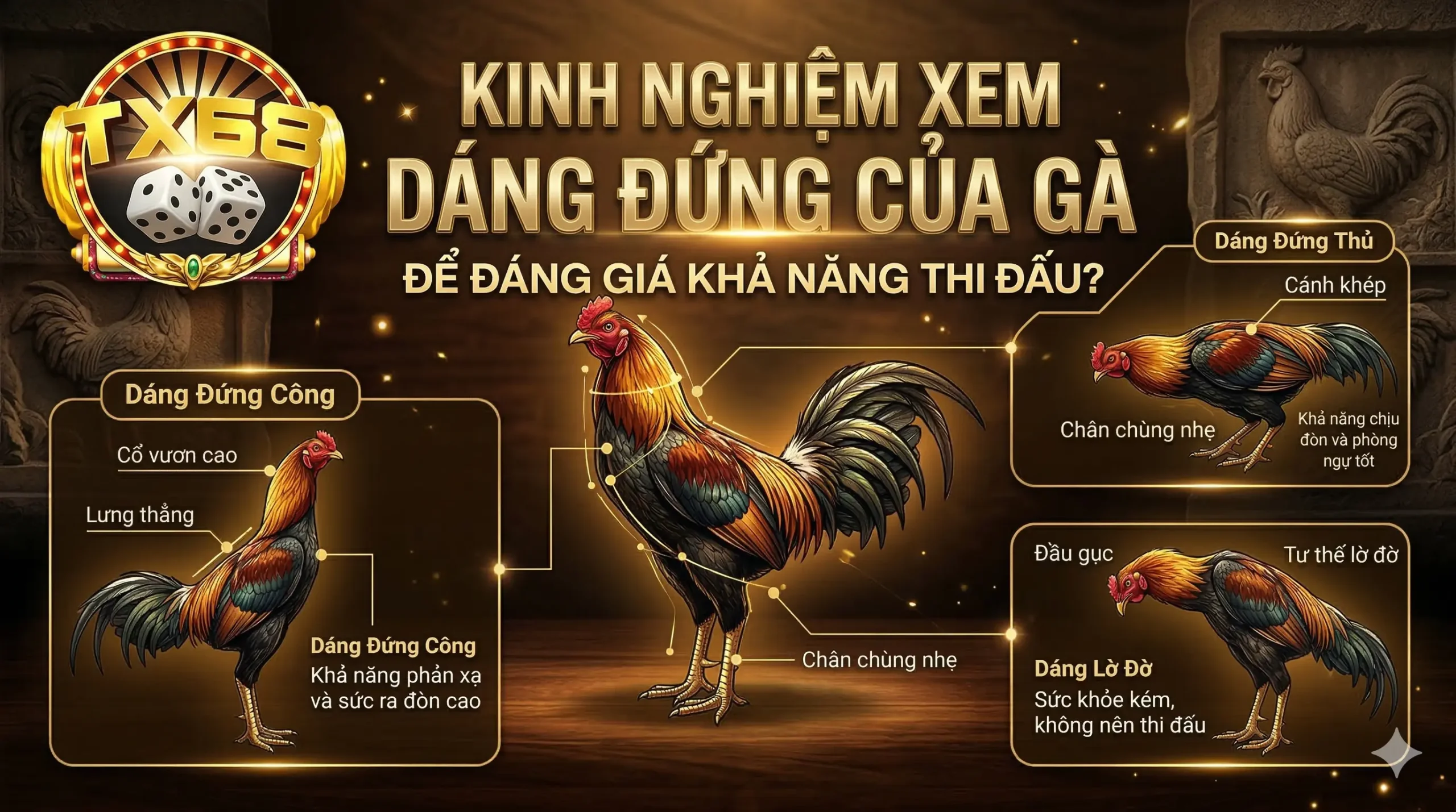 Kinh nghiệm xem dáng đứng của gà để đánh giá khả năng thi đấu